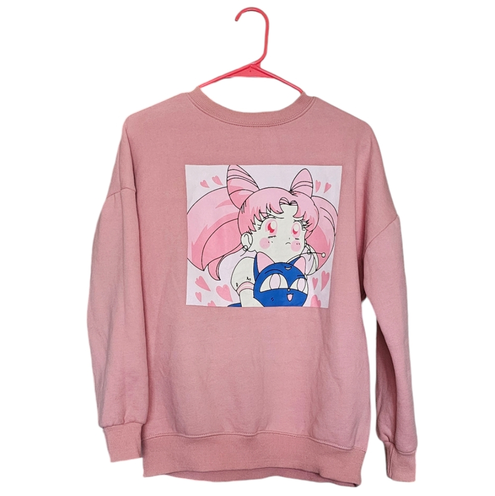 Blush Pink Oversized Chibi Usa Sweater